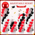 2 Sets Red Black and White Balloon Column Stand Kit, Adjustable Floor Balloon Arch Tower with Foil & Latex, alternate view 4