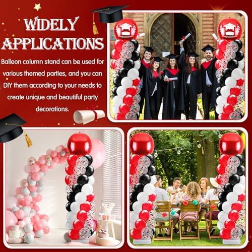 2 Sets Red Black and White Balloon Column Stand Kit, Adjustable Floor Balloon Arch Tower with Foil & Latex, alternate view 6