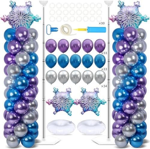 2 Sets Snow Balloon Column Stand Adjustable Winter Wonderland Balloon Decor
