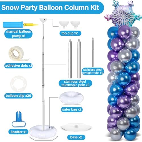 2 Sets Snow Balloon Column Stand Adjustable Winter Wonderland Balloon Decor, alternate view 3