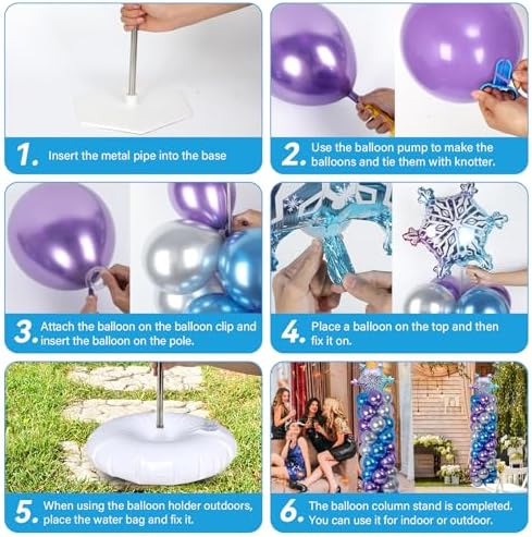 2 Sets Snow Balloon Column Stand Adjustable Winter Wonderland Balloon Decor, alternate view 5