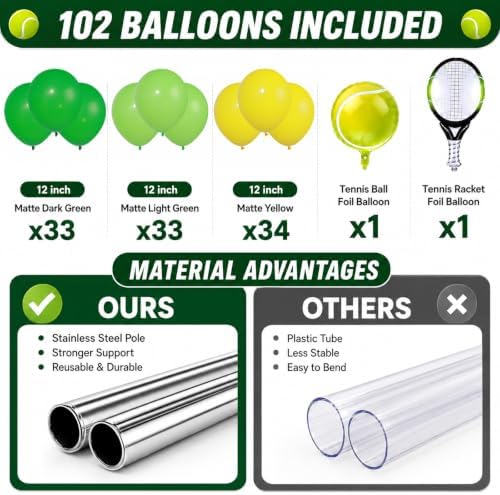 2 Sets Tennis Racket Balloon Column Stand Adjustable Sports Balloon Decor, alternate view 4