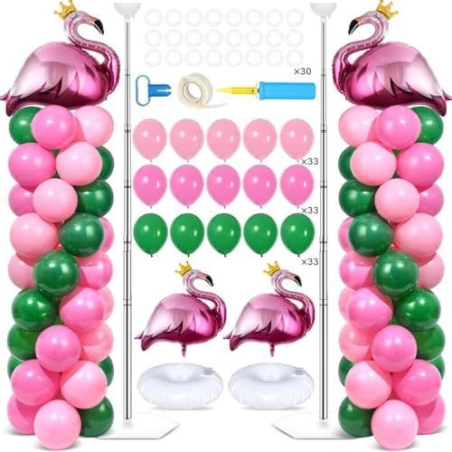 2 Sets Tropical Flamingo Balloon Column Stand Kit Adjustable Balloon Decor