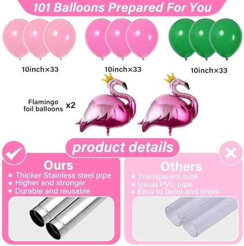 2 Sets Tropical Flamingo Balloon Column Stand Kit Adjustable Balloon Decor, alternate view 4