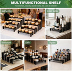 2 Sets Wooden Display Risers, 8 PCS Gradient Height Wooden Tiered Display Stands, Stackable Tabletop Shelf, alternate view 4
