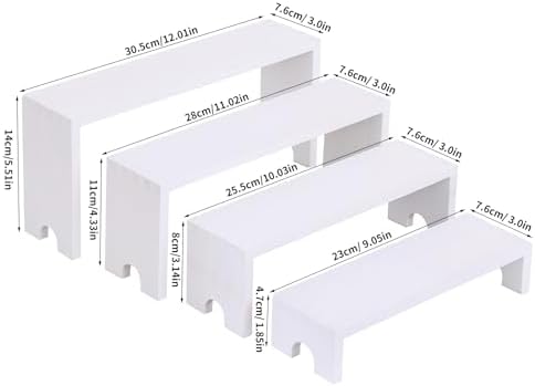 2 Sets Wooden Display Risers, 8 PCS Gradient Height Wooden Tiered Display Stands, Stackable Tabletop Shelf, alternate view 2