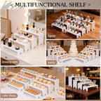 2 Sets Wooden Display Risers, 8 PCS Gradient Height Wooden Tiered Display Stands, Stackable Tabletop Shelf, alternate view 4