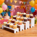 2 Sets Wooden Display Risers, 8 PCS Gradient Height Wooden Tiered Display Stands, Stackable Tabletop Shelf, alternate view 5
