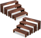 2 Sets Wooden Display Risers, 8 PCS Gradient Height Wooden Tiered Display Stands, Stackable Tabletop Shelf