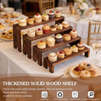 2 Sets Wooden Display Risers, 8 PCS Gradient Height Wooden Tiered Display Stands, Stackable Tabletop Shelf, alternate view 3