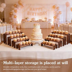 2 Sets Wooden Display Risers, 8 PCS Gradient Height Wooden Tiered Display Stands, Stackable Tabletop Shelf, alternate view 4