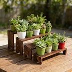 2 Sets Wooden Display Risers, 8 PCS Gradient Height Wooden Tiered Display Stands, Stackable Tabletop Shelf, alternate view 6