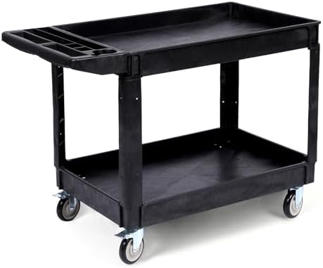 2-Shelf Heavy Duty PP Service Cart Rolling Utility Cart,360° Swivel Wheels