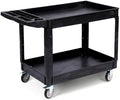 2-Shelf Heavy Duty PP Service Cart Rolling Utility Cart,360° Swivel Wheels
