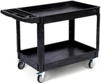 2-Shelf Heavy Duty PP Service Cart Rolling Utility Cart,360° Swivel Wheels