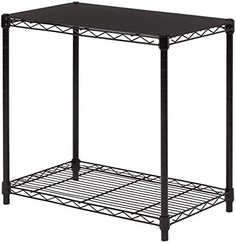 2-Shelf Stackable Storage, 13.3" D x 23.2" W x 22.2" H, Black in Black