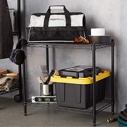 2-Shelf Stackable Storage, 13.3" D x 23.2" W x 22.2" H, Black in Black, alternate view 2
