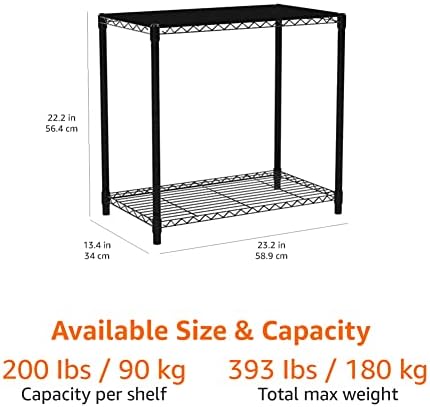 2-Shelf Stackable Storage, 13.3" D x 23.2" W x 22.2" H, Black in Black, alternate view 3