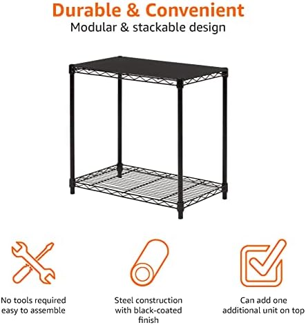 2-Shelf Stackable Storage, 13.3" D x 23.2" W x 22.2" H, Black in Black, alternate view 5