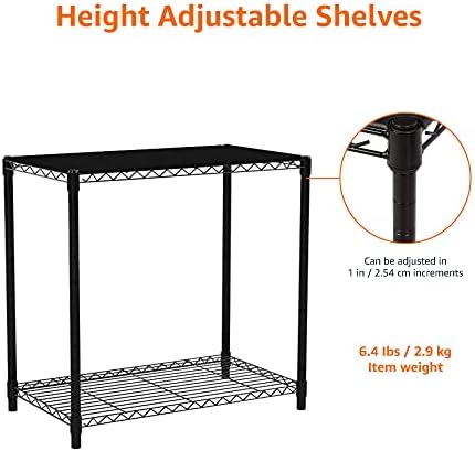 2-Shelf Stackable Storage, 13.3" D x 23.2" W x 22.2" H, Black in Black, alternate view 6