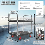 2 Shelf Utility Service Cart- 660lbs Capacity Heavy-Duty Plastic Rolling Utility Carts with 4 of 360° Swivel, alternate view