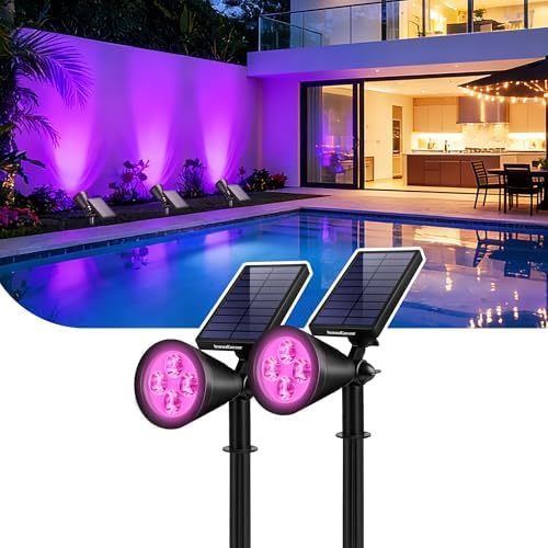 2 Solar Lights Outdoor Spotlight for Halloween Christmas, Purple