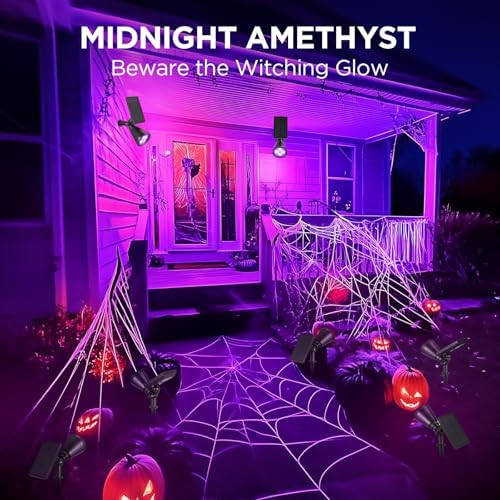2 Solar Lights Outdoor Spotlight for Halloween Christmas, Purple, alternate view 4