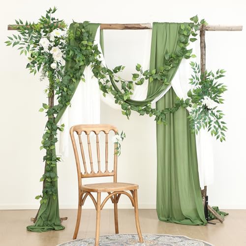 2 Strands Artificial Scindaps Vines Garland 73" Fake Vine with Silk Green Leaves Faux Evergreen Hanging Plants, alternate