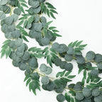 2 Strands Artificial Vines Eucalyptus Garland 79" Fake Vine with Silk Green Leaves Faux Hanging Plants Greenery