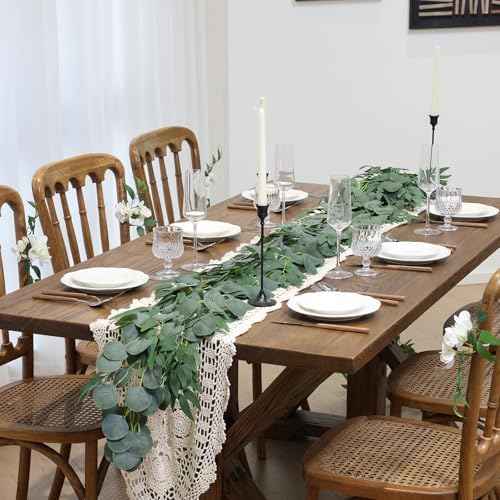 2 Strands Artificial Vines Eucalyptus Garland 79" Fake Vine with Silk Green Leaves Faux Hanging Plants Greenery, alternate