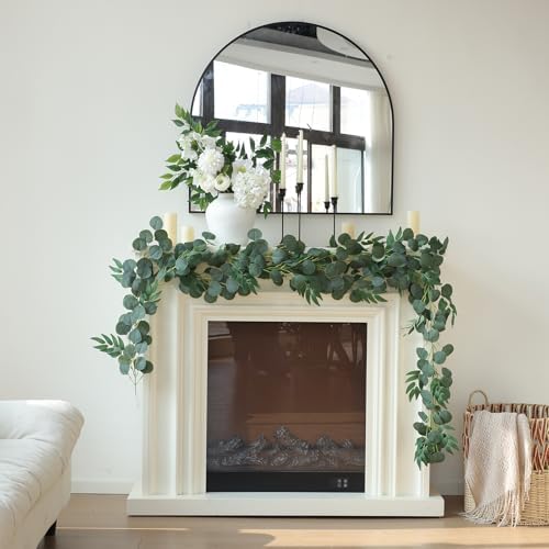2 Strands Artificial Vines Eucalyptus Garland 79" Fake Vine with Silk Green Leaves Faux Hanging Plants Greenery, alternate