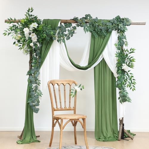 2 Strands Artificial Vines Eucalyptus Garland 79" Fake Vine with Silk Green Leaves Faux Hanging Plants Greenery, alternate