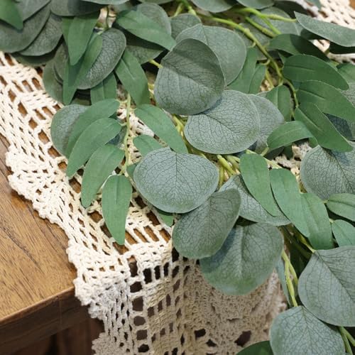 2 Strands Artificial Vines Eucalyptus Garland 79" Fake Vine with Silk Green Leaves Faux Hanging Plants Greenery, alternate