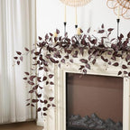2 Strands Artificial Vines Garland 72" Fake Vine with Silk Burgundy Leaves Faux Hanging Plants Greenery, alternate view 3