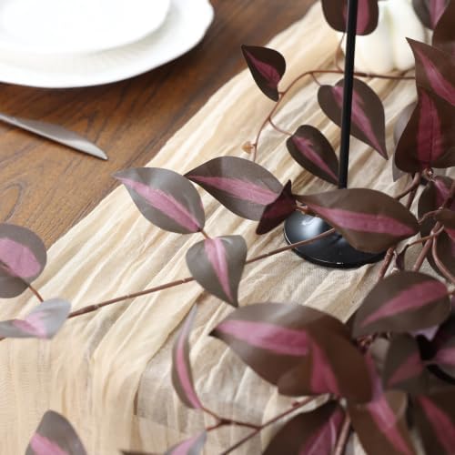 2 Strands Artificial Vines Garland 72" Fake Vine with Silk Burgundy Leaves Faux Hanging Plants Greenery, alternate view 5