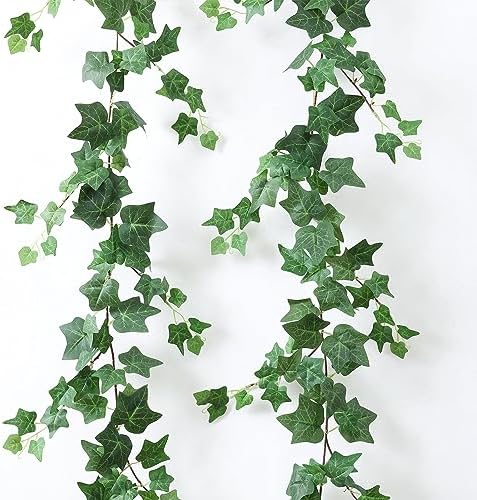 2 Strands Artificial Vines Ivy Garland 79" Fake Vine with Silk Green Leaves Faux Hanging Plants Greenery