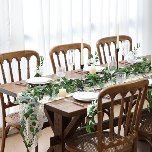 2 Strands Artificial Vines Ivy Garland 79" Fake Vine with Silk Green Leaves Faux Hanging Plants Greenery, alternate view 2