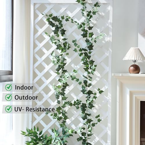 2 Strands Artificial Vines Ivy Garland 79" Fake Vine with Silk Green Leaves Faux Hanging Plants Greenery, alternate view 5