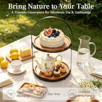 2-Tier Acacia Wood Cupcake Stand, Cake & Dessert Table Display, Arched Iron Frame Tiered Display Stand for, alternate view 2