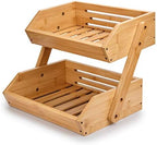 2-Tier Bamboo Fruit Basket for Kitchen Counter, Self-assembly in Bamboo