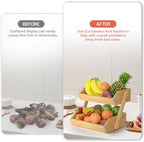 2-Tier Bamboo Fruit Basket for Kitchen Counter, Self-assembly in Bamboo, alternate view 3