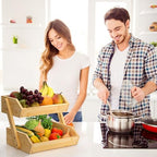 2-Tier Bamboo Fruit Basket for Kitchen Counter, Self-assembly in Bamboo, alternate view 6