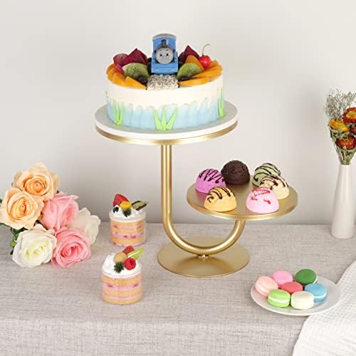 2 Tier Cake Stand, Metal Round Dessert Cupcake Display Stand, Modern Serving Platter for Wedding Birthday Party, alternate