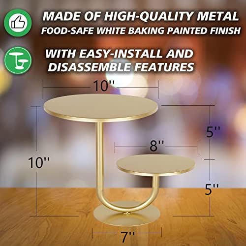 2 Tier Cake Stand, Metal Round Dessert Cupcake Display Stand, Modern Serving Platter for Wedding Birthday Party, alternate