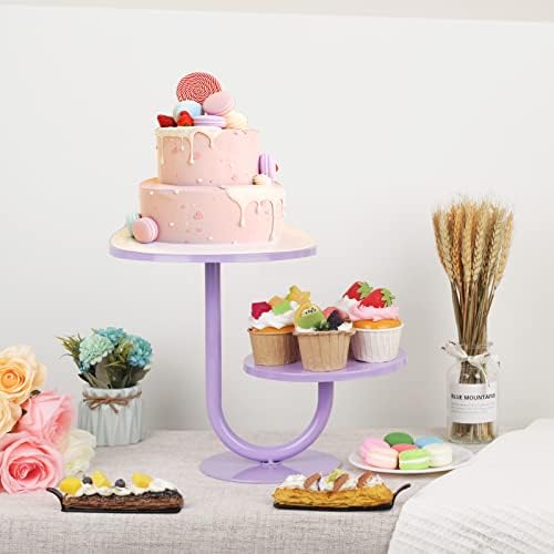 2 Tier Cake Stand, Metal Round Dessert Cupcake Display Stand, Modern Serving Platter for Wedding Birthday Party, alternate
