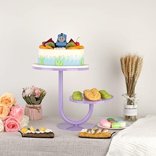 2 Tier Cake Stand, Metal Round Dessert Cupcake Display Stand, Modern Serving Platter for Wedding Birthday Party, alternate