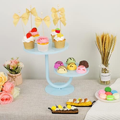 2 Tier Cake Stand, Metal Round Dessert Cupcake Display Stand, Modern Serving Platter for Wedding Birthday Party, alternate