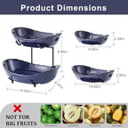 2 Tier Ceramic Fruit Bowl for Kitchen Counter in 2 tier-Black&Dark blue, alternate view 2