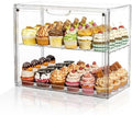 2 Tier Cupcake Stand Acrylic Cardboard Cupcake Tower Holder, Dessert Pastry Cookie Display Stand Case with Lid