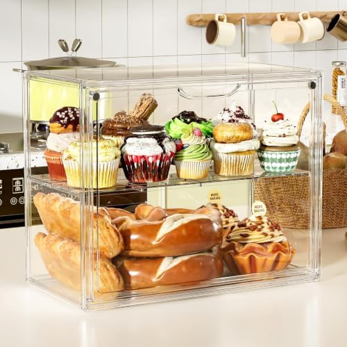 2 Tier Cupcake Stand Acrylic Cardboard Cupcake Tower Holder, Dessert Pastry Cookie Display Stand Case with Lid, alternate